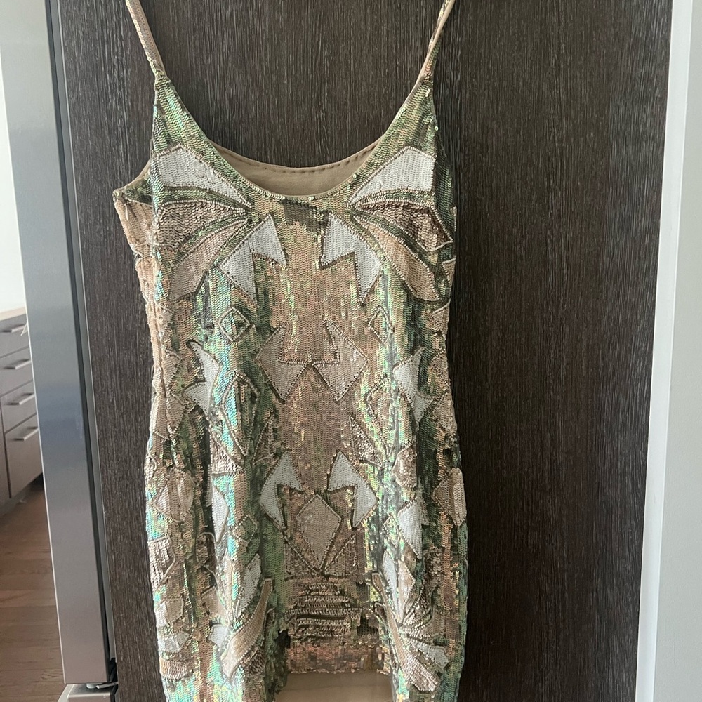 NWT Needle & Thread Metallic Geometric Mini Dress - Picture 2 of 6